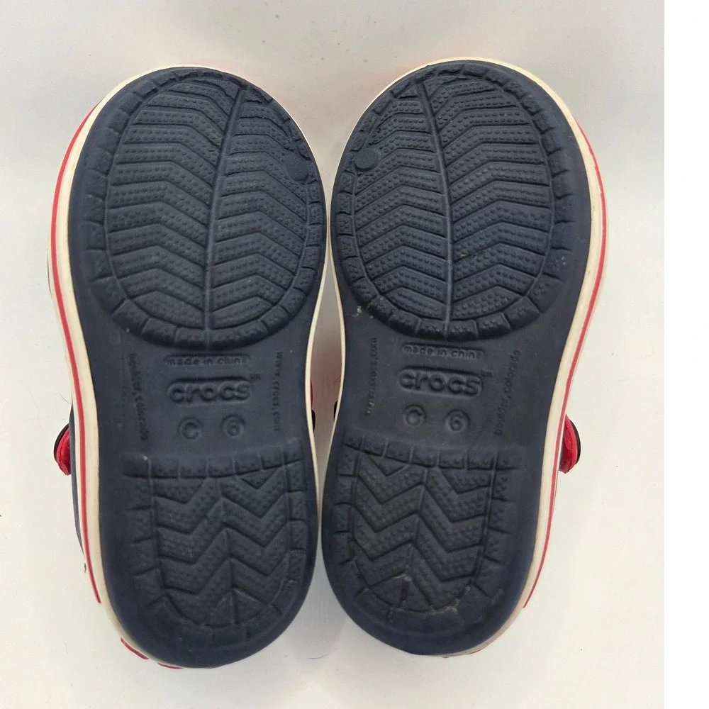 Crocs Crocband II Toddler Sandals Navy Blue Red White Size C6 Water Shoes Sporty